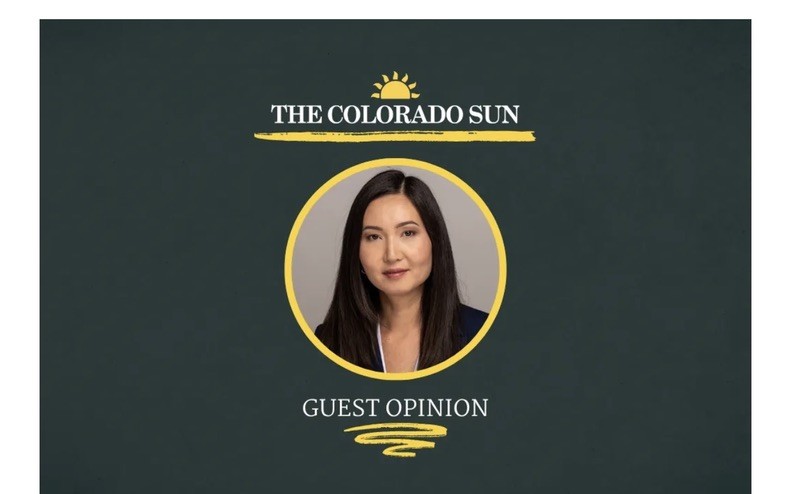 The Colorado Sun guest opinion graphic featuring author Benazir Rowe